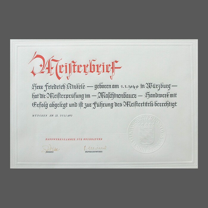 1973 Master Craftsman F. Kinkele Chronik