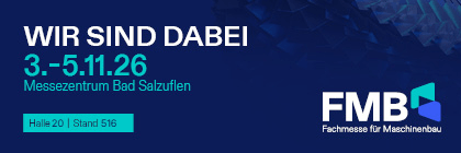 Messe-Ankündigung für FMB in Bad Salzuflen vom 3. bis 5. November 2026.